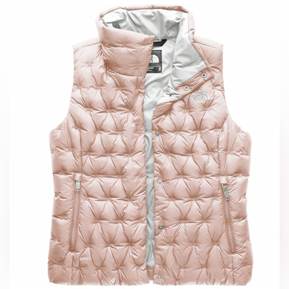 The North face puffer vest pink zipper front woman’s medium